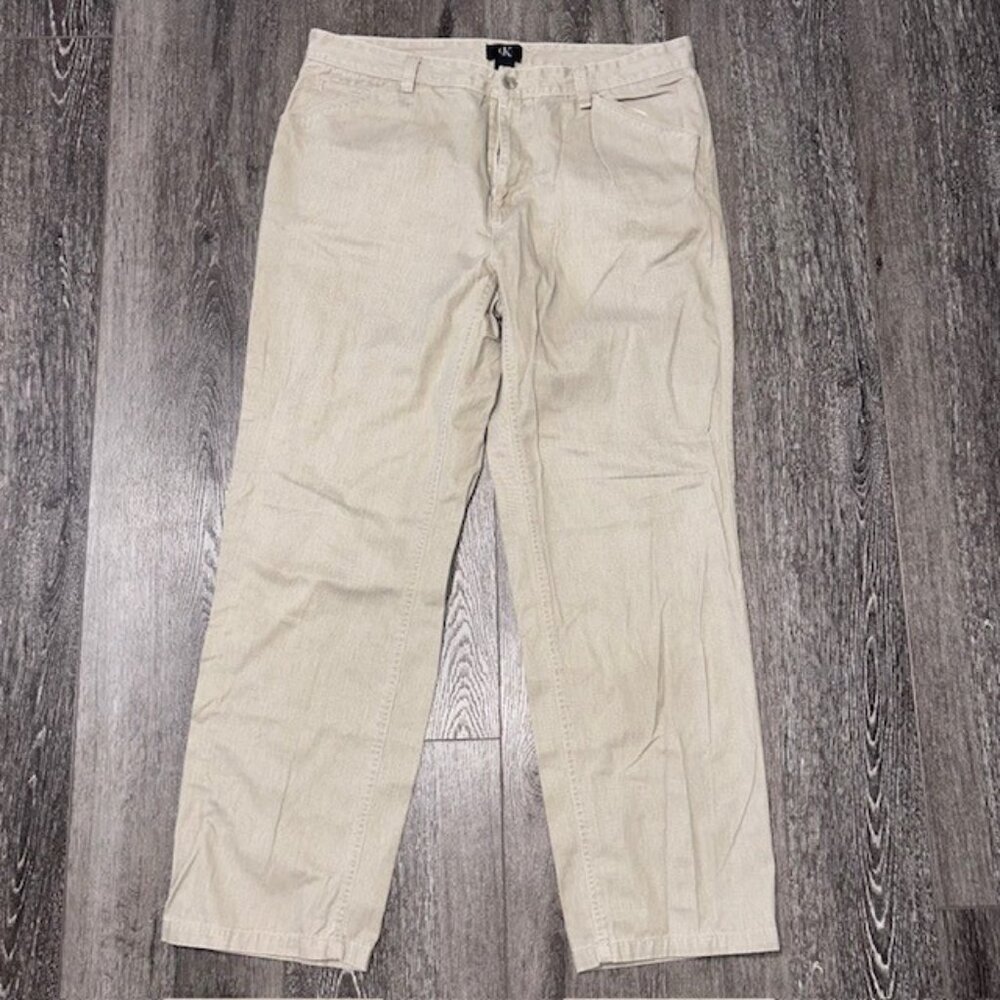 CALVIN KLEIN Mens Casual Beige Pants Khaki Size 38x32 (36x31 Actual) 100% Cotton